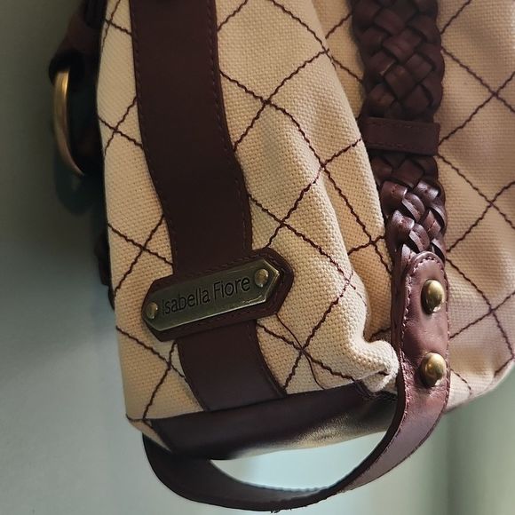 ISABELLA FIORE QUILTY AS CHARGED-CANNA CANVAS & LEATHER HOBO SHOULDER BAG - Picture 10 of 14